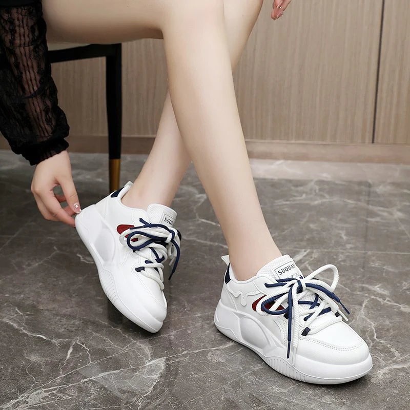 Damen modische Plateau-Sneaker mit atmungsaktiven Einsätzen und elastischen Schnürsenkeln Heidi Mode - Image 4