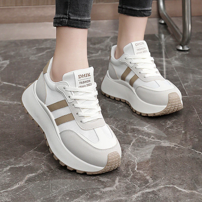 Damen modische Plateau-Sneaker mit atmungsaktiver Oberflächenstruktur und hoher Laufsohle Heidi Mode - Image 3