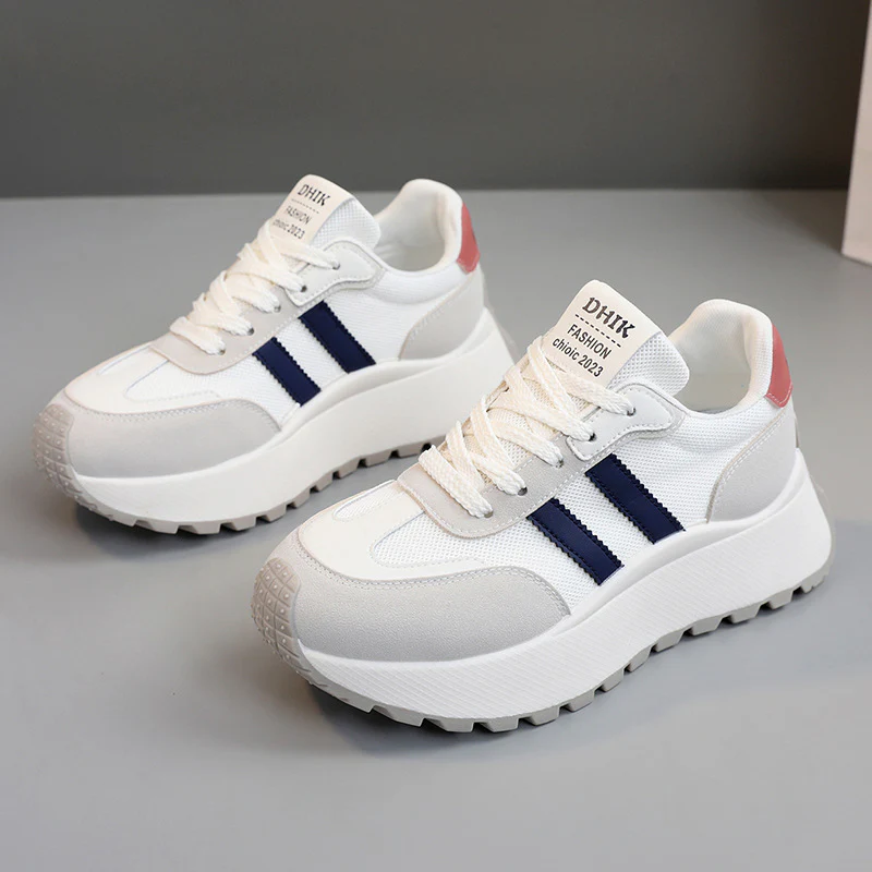 Damen modische Plateau-Sneaker mit atmungsaktiver Oberflächenstruktur und hoher Laufsohle Heidi Mode - Image 6