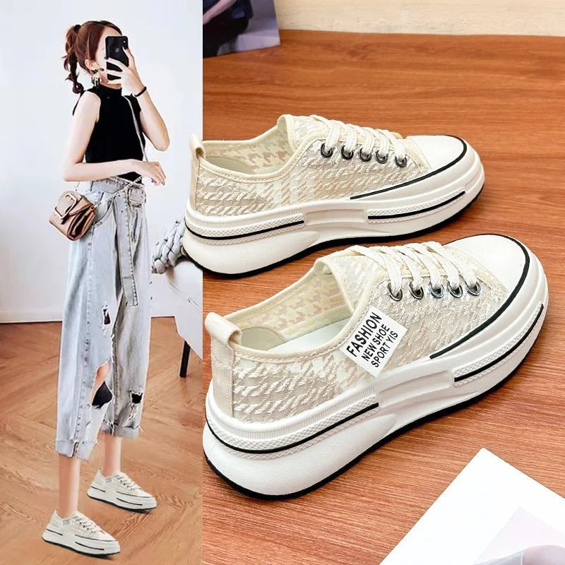 Damen Modische Plateau-Sneaker mit eleganter Textur und atmungsaktiver Oberflächenstruktur Heidi Mode - Image 2