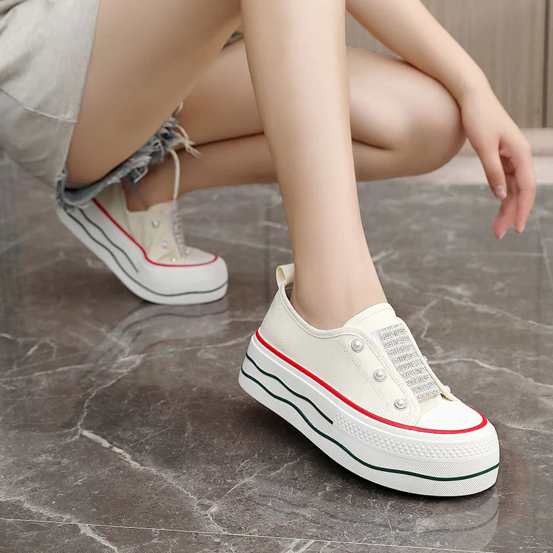Damen modische Plateau-Sneaker mit glitzernden Akzenten und elastischem Einstieg Heidi Mode - Image 3
