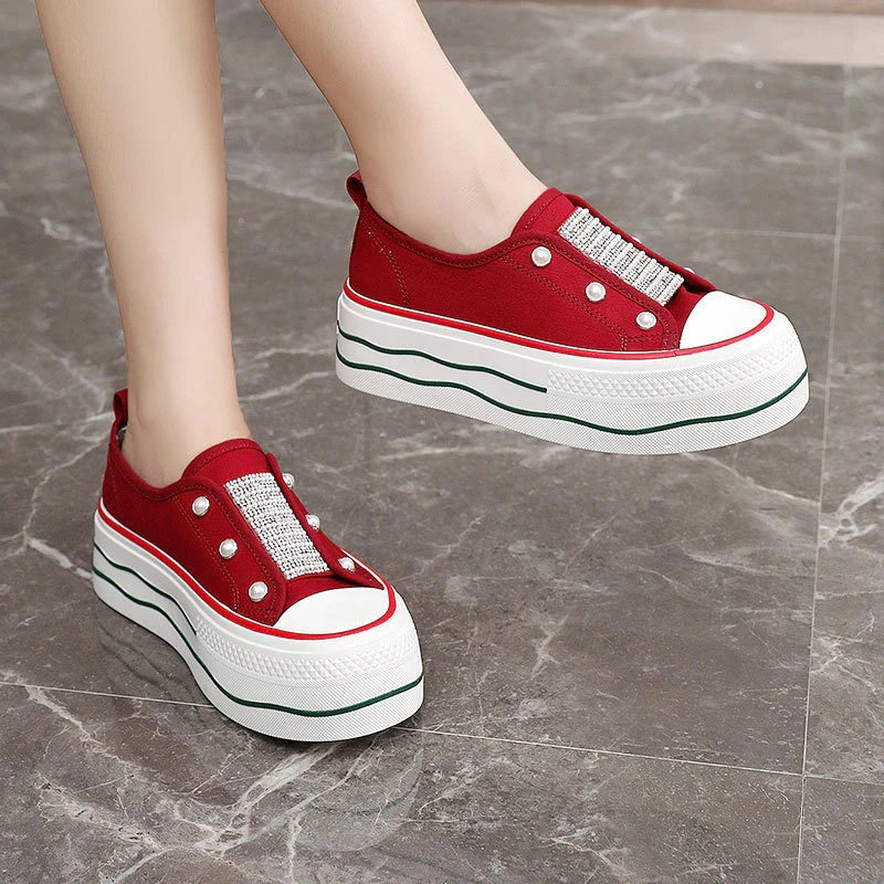 Damen modische Plateau-Sneaker mit glitzernden Akzenten und elastischem Einstieg Heidi Mode - Image 4