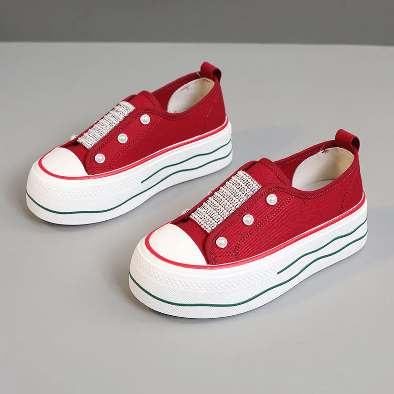 Damen modische Plateau-Sneaker mit glitzernden Akzenten und elastischem Einstieg Heidi Mode - Image 8