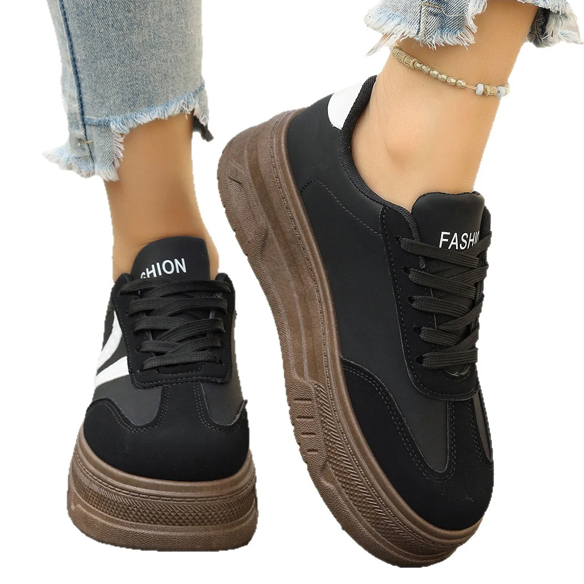 Damen modische Plateau-Sneaker mit rutschfester Sohle und komfortablem Innenfutter Heidi Mode - Image 5