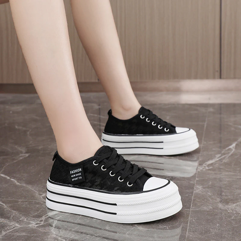 Damen modische Plateau-Sneaker mit strapazierfähigem Obermaterial und dämpfender Laufsohle Heidi Mode - Image 4
