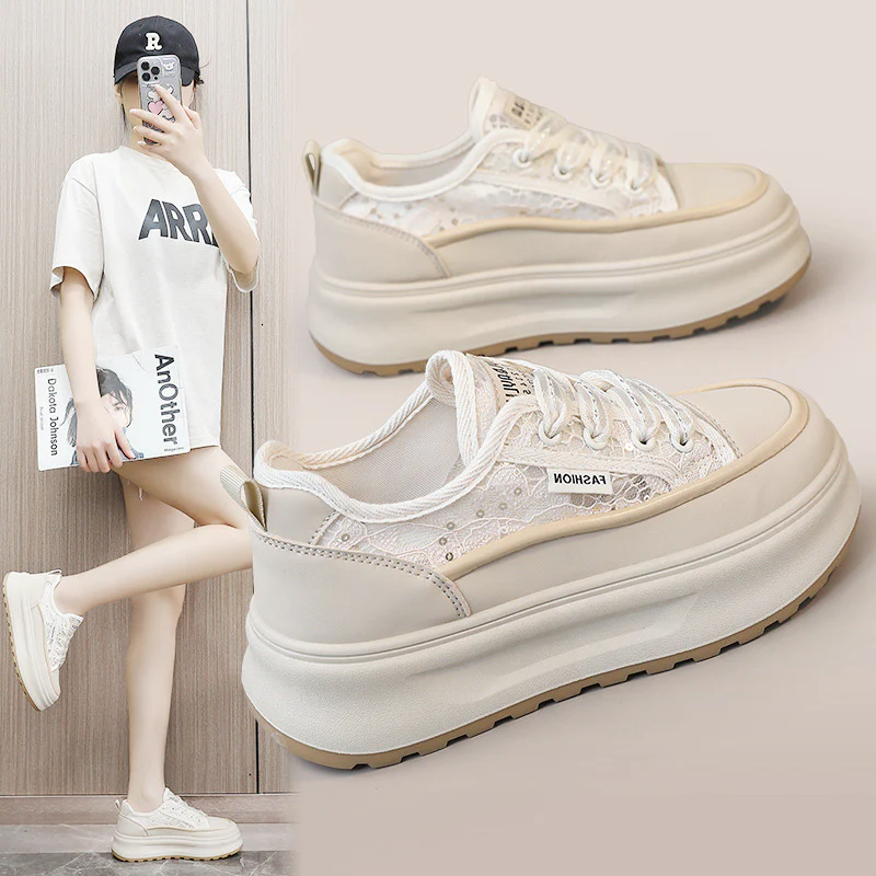Damen modische Plateau Sneakers mit atmungsaktiver Mesh-Oberfläche und komfortabler Dämpfung Heidi Mode - Image 2