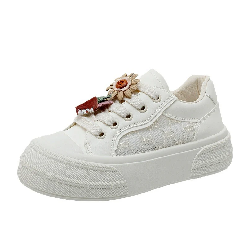 Damen modische Plateau Sneakers mit floralen Applikationen Heidi Mode - Image 5