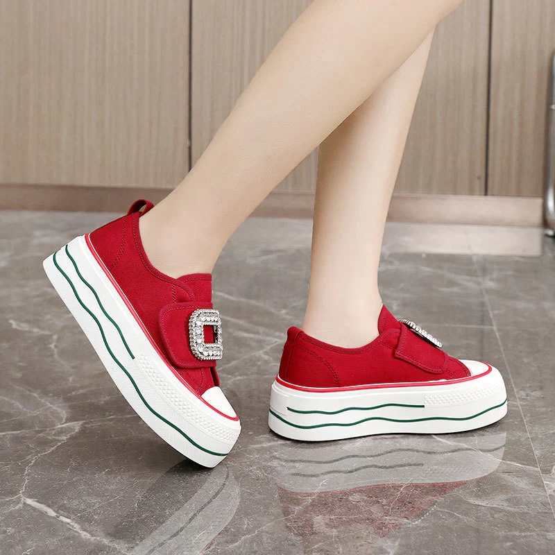 Damen modische Plateau Sneakers mit funkelnedem Schnallenakzent Heidi Mode - Image 3