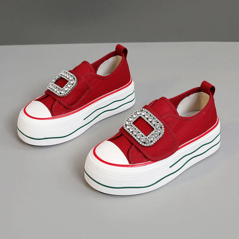 Damen modische Plateau Sneakers mit funkelnedem Schnallenakzent Heidi Mode - Image 6