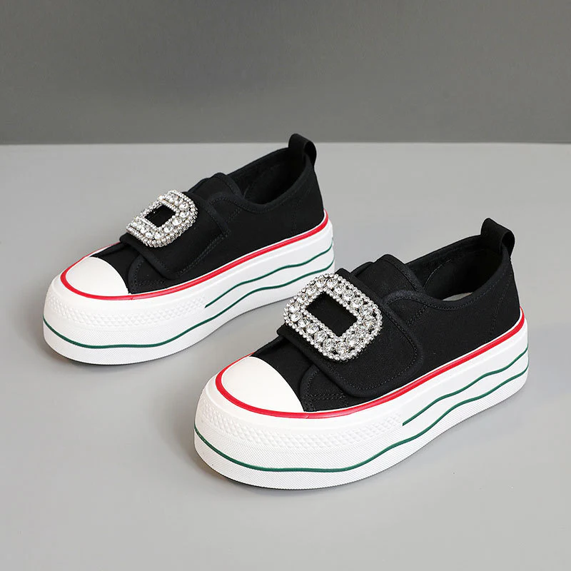 Damen modische Plateau Sneakers mit funkelnedem Schnallenakzent Heidi Mode - Image 8