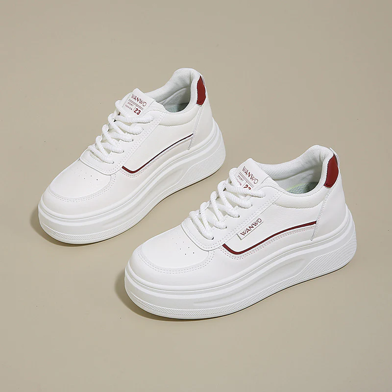 Damen modische Plateau Sneakers mit glattem Obermaterial und elastischen Schnürsenkeln Heidi Mode - Image 2