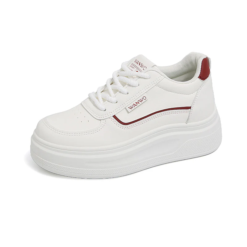 Damen modische Plateau Sneakers mit glattem Obermaterial und elastischen Schnürsenkeln Heidi Mode - Image 5