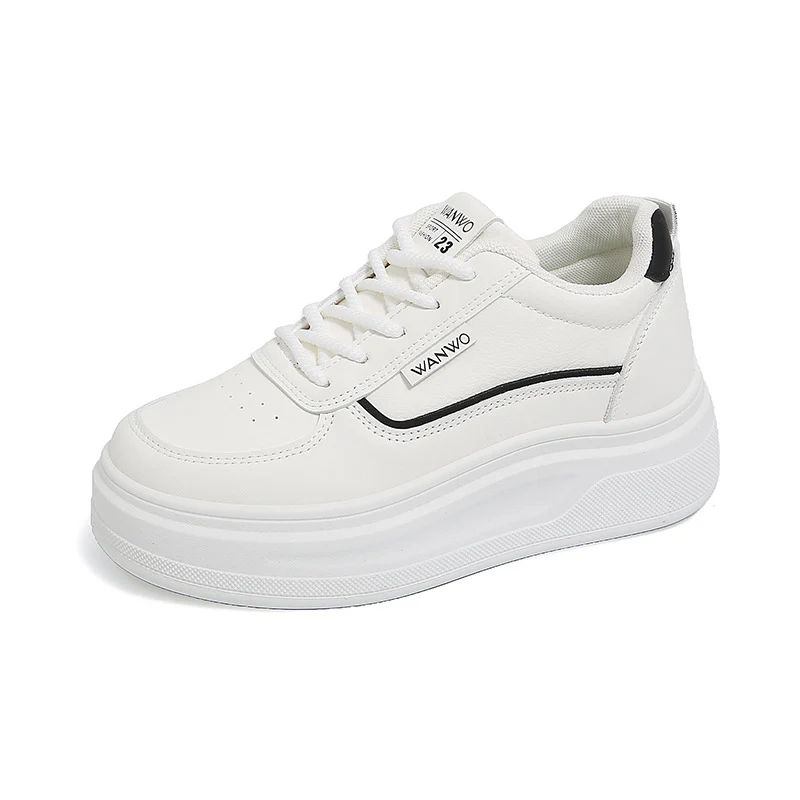 Damen modische Plateau Sneakers mit glattem Obermaterial und elastischen Schnürsenkeln Heidi Mode - Image 6