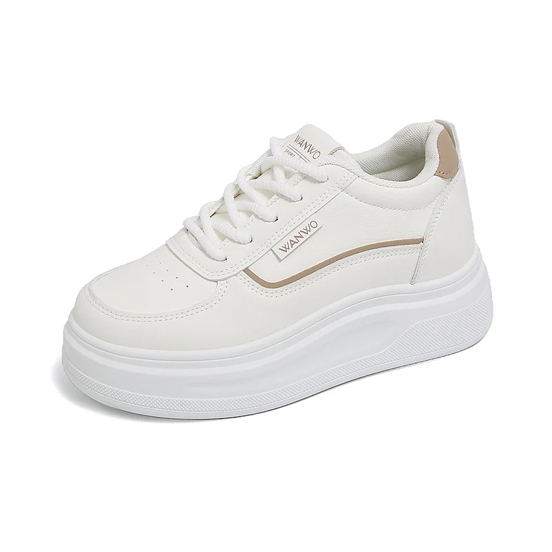 Damen modische Plateau Sneakers mit glattem Obermaterial und elastischen Schnürsenkeln Heidi Mode - Image 8