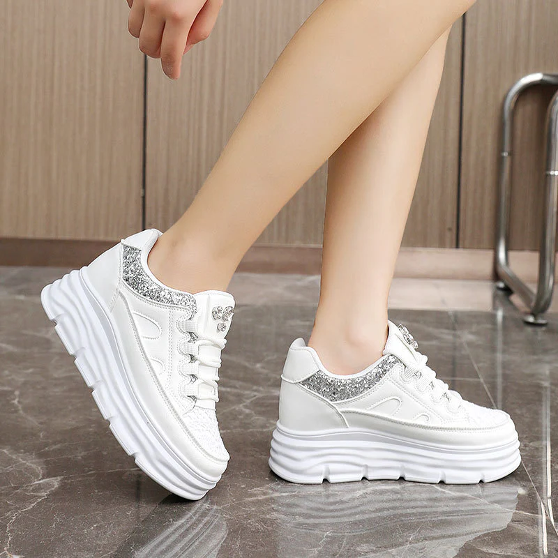 Damen modische Plateau Sneakers mit glitzernden Akzenten und ergonomischem Design Heidi Mode - Image 4