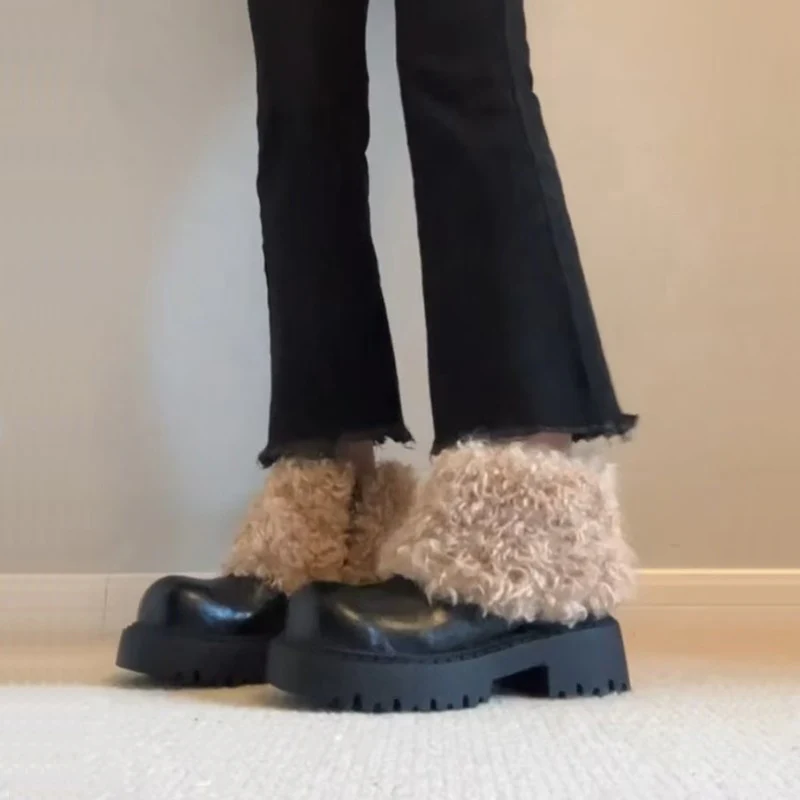 Damen modische Plateau-Stiefel mit flauschigem Schafteil und robuster Sohle Heidi Mode - Image 4