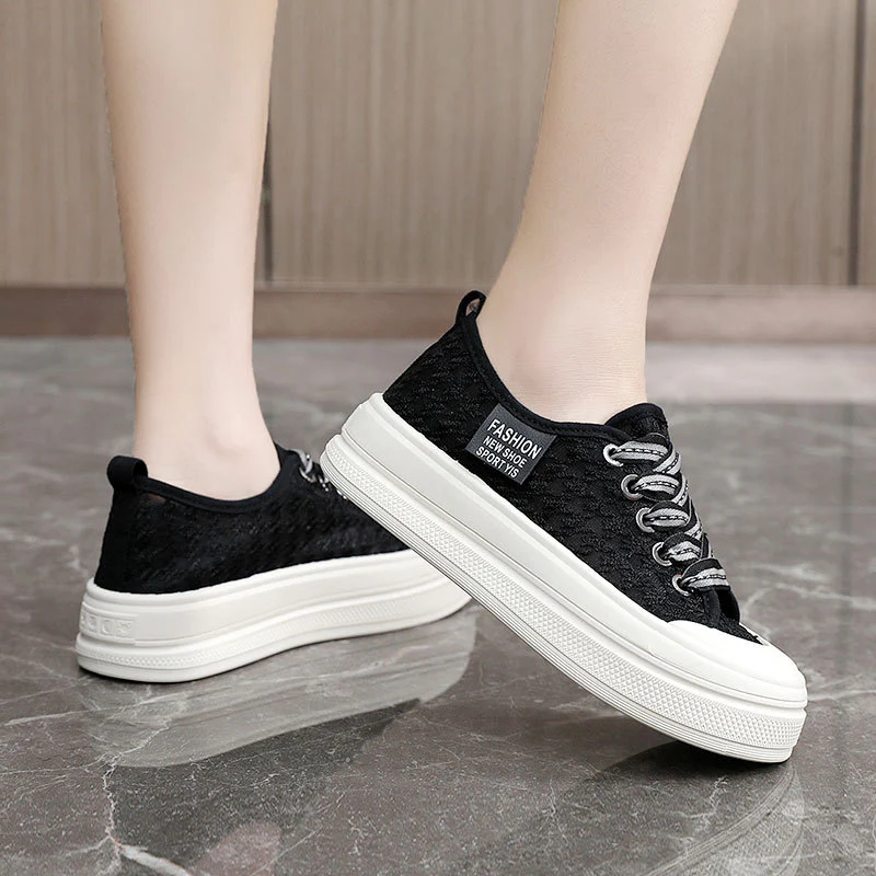 Damen modische Plateausneaker mit atmungsaktiver Mesh-Oberfläche und rutschfester Sohle Heidi Mode - Image 3