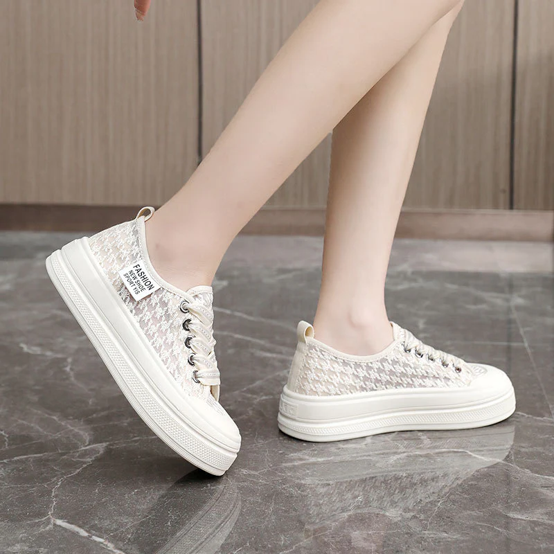 Damen modische Plateausneaker mit atmungsaktiver Mesh-Oberfläche und rutschfester Sohle Heidi Mode - Image 4