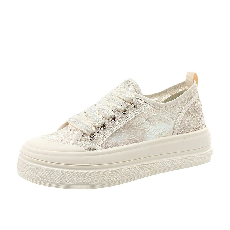 Damen modische Plateausneaker mit floraler Spitze und bequemer Sohle Heidi Mode - Image 5