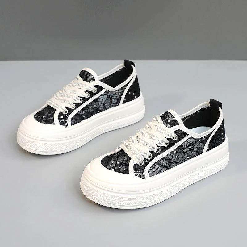 Damen modische Plateausneaker mit floraler Spitze und bequemer Sohle Heidi Mode - Image 6