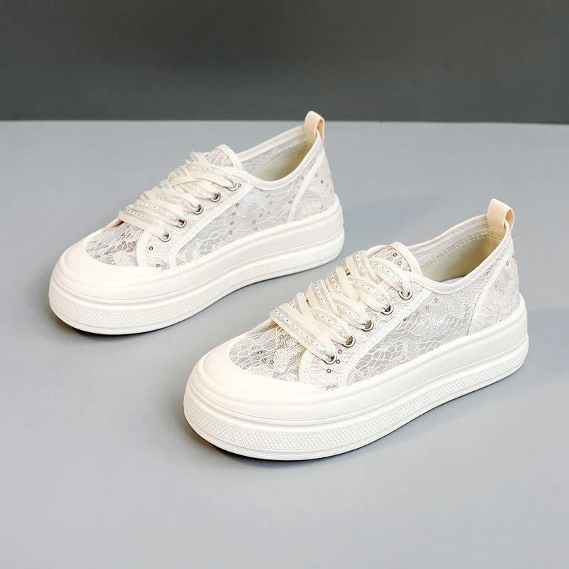 Damen modische Plateausneaker mit floraler Spitze und bequemer Sohle Heidi Mode - Image 7