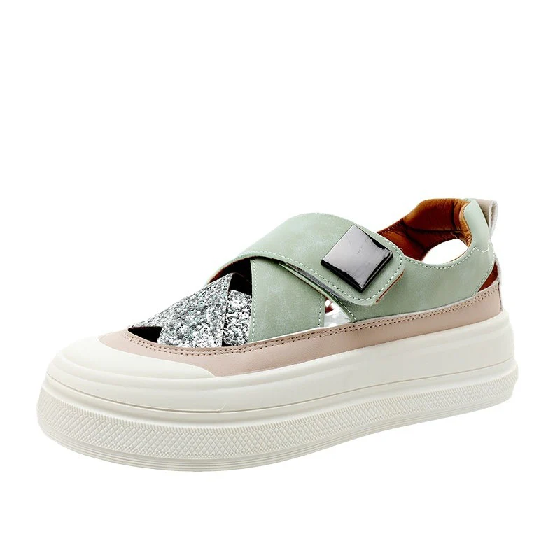Damen modische Plateausneaker mit glitzerndem Obermaterial und bequemem Verschluss Heidi Mode - Image 5