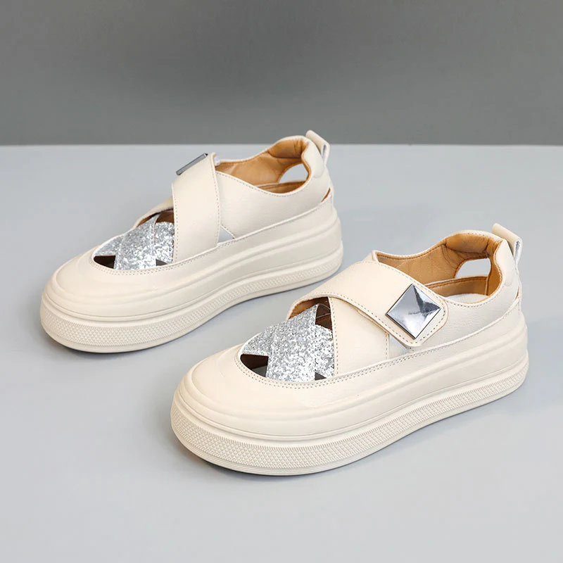 Damen modische Plateausneaker mit glitzerndem Obermaterial und bequemem Verschluss Heidi Mode - Image 6