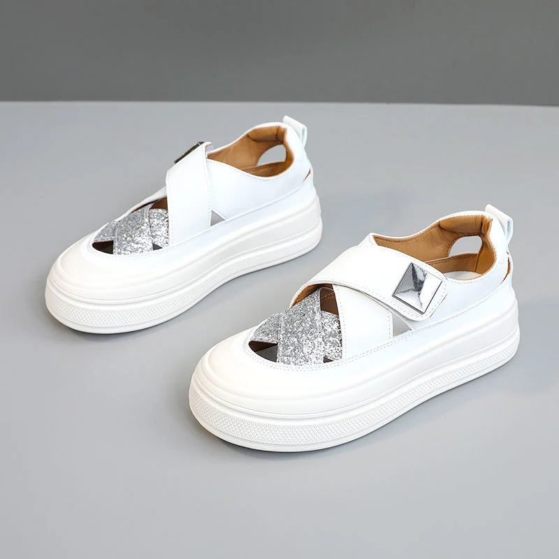Damen modische Plateausneaker mit glitzerndem Obermaterial und bequemem Verschluss Heidi Mode - Image 8
