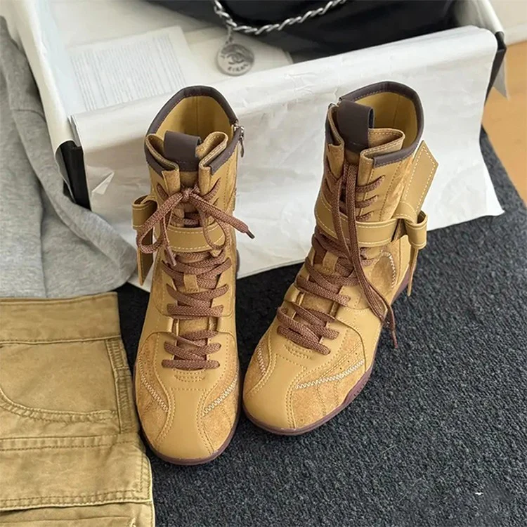 Damen modische Schnürstiefel mit praktischem Reißverschluss und robustem Sohlenprofil Heidi Mode - Image 4