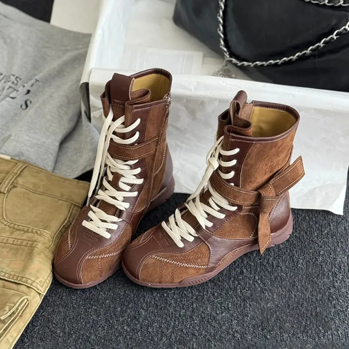 Damen modische Schnürstiefel mit praktischem Reißverschluss und robustem Sohlenprofil Heidi Mode - Image 6