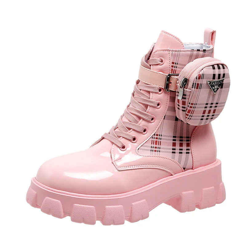 Damen modische Schnürstiefel mit seitlicher Tasche und blockartigem Absatz Heidi Mode - Image 8