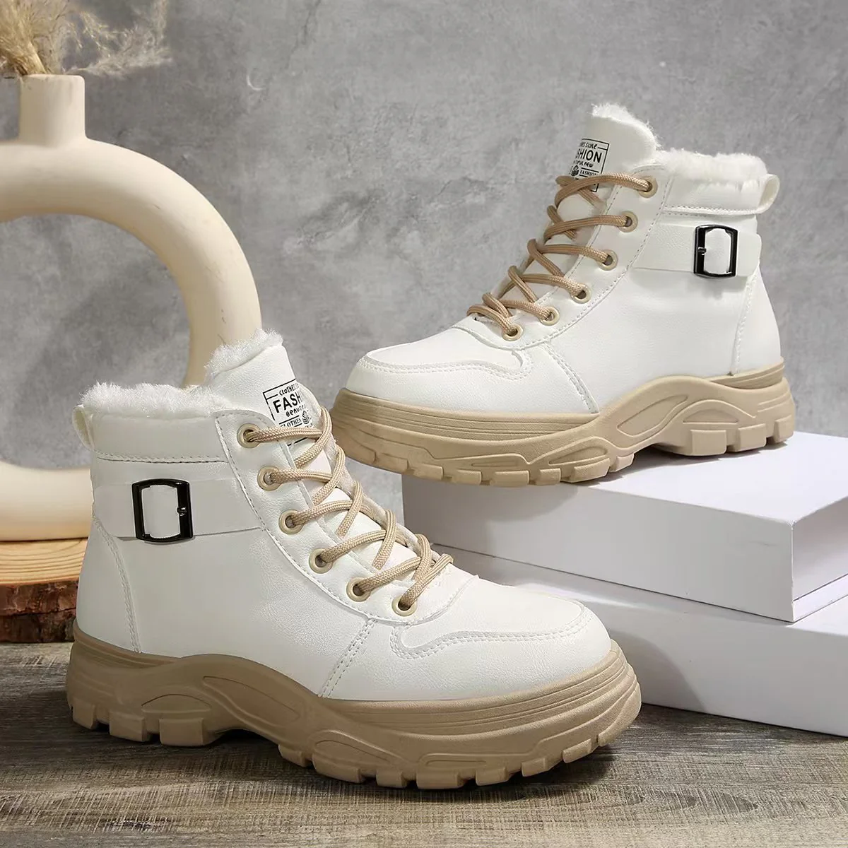 Damen modische Schnürstiefel mit warmem Fleece-Futter und rutschfester Sohle Heidi Mode - Image 4