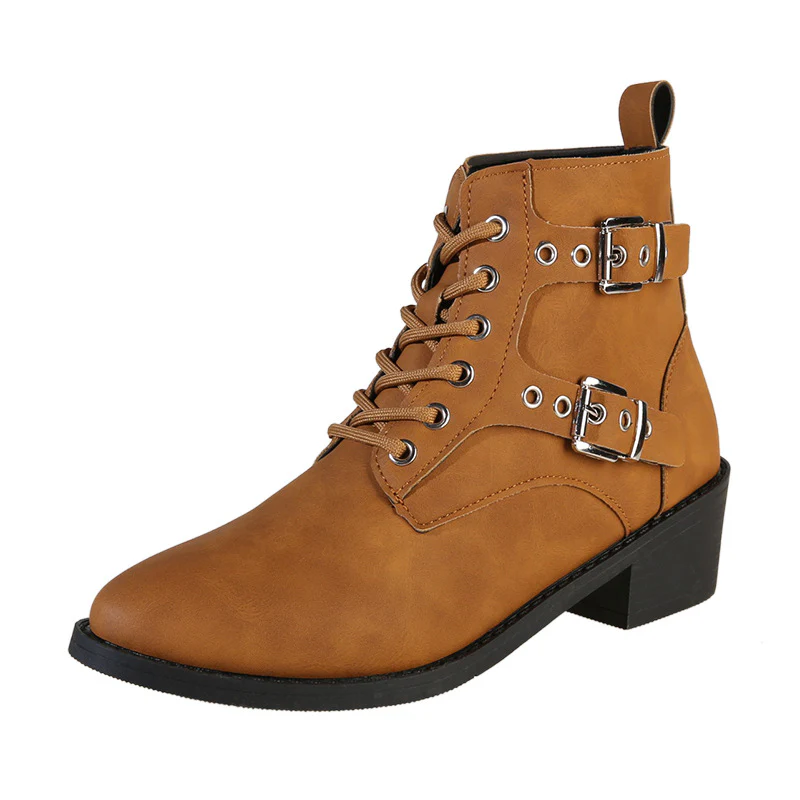 Damen modische Schnürstiefeletten mit praktischen Schnallen und robustem Absatz Heidi Mode - Image 6