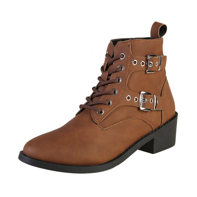 Damen modische Schnürstiefeletten mit praktischen Schnallen und robustem Absatz Heidi Mode - Image 7