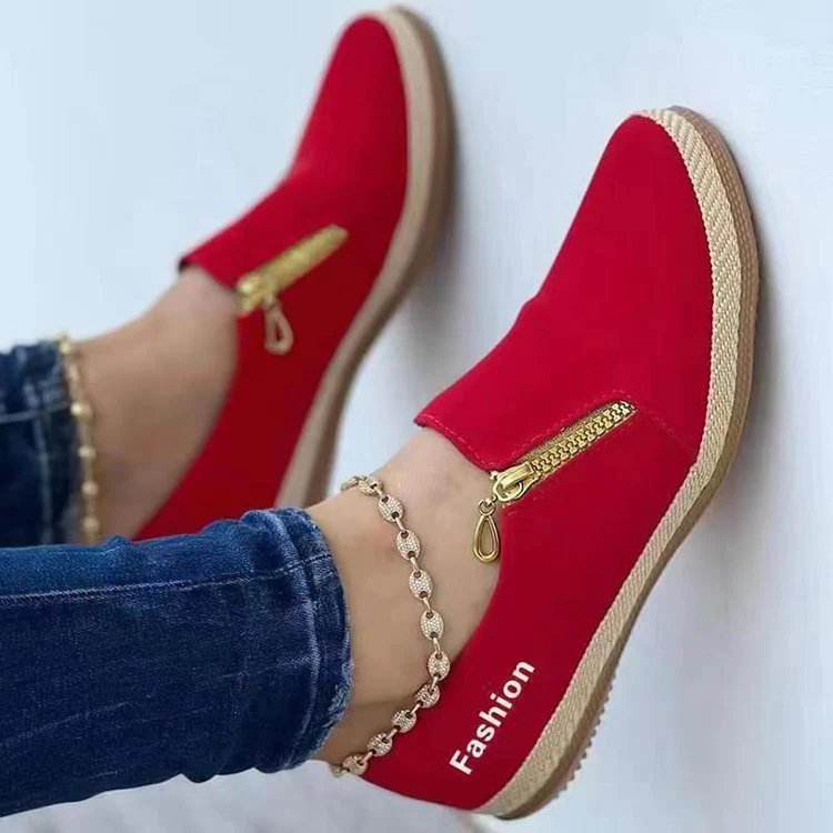 Damen modische Slip-On Sneakers mit elegantem Reißverschluss Heidi Mode - Image 10