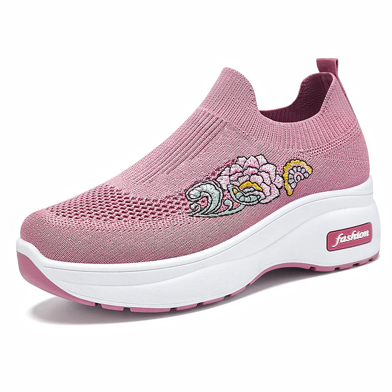 Damen Modische Slip-On Sneakers mit floralem Stickdesign Heidi Mode - Image 3