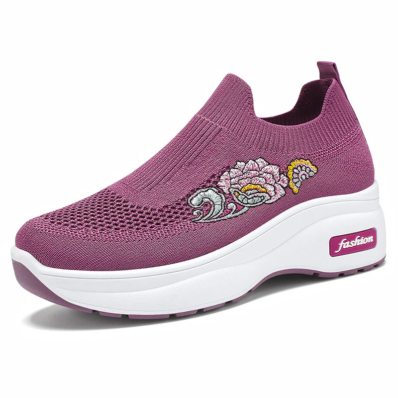 Damen Modische Slip-On Sneakers mit floralem Stickdesign Heidi Mode - Image 5