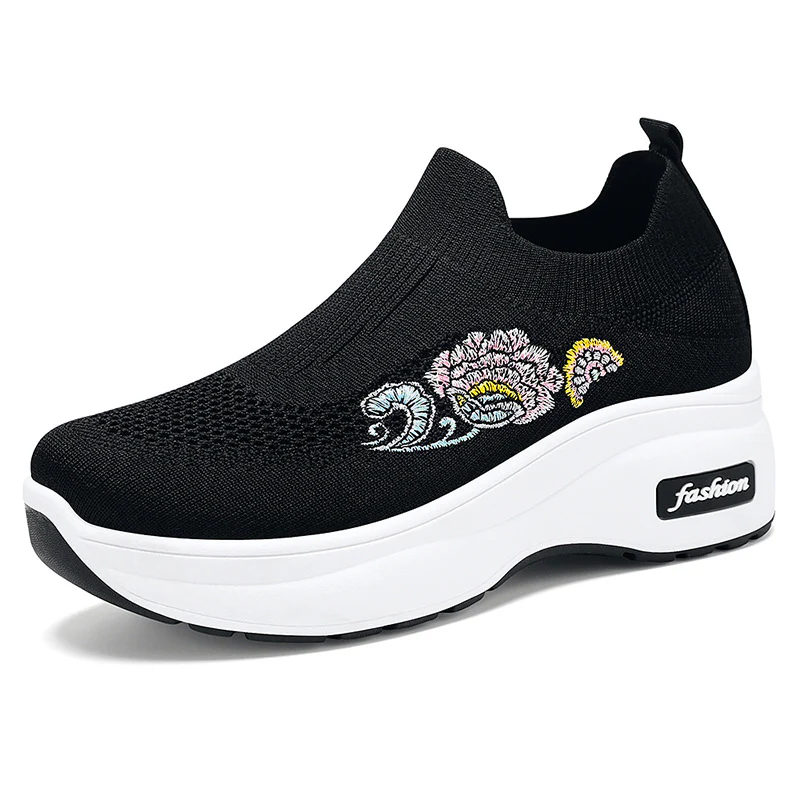 Damen Modische Slip-On Sneakers mit floralem Stickdesign Heidi Mode - Image 6