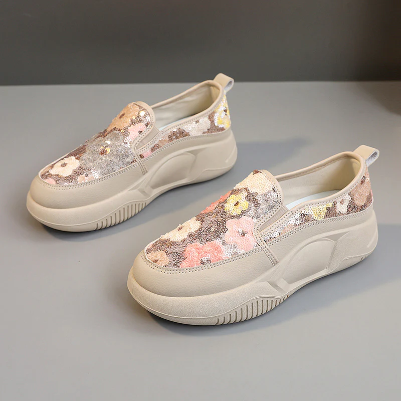 Damen modische Slip-On Sneakers mit glitzernden Blumenmotiven und bequemem Komfort Heidi Mode - Image 2