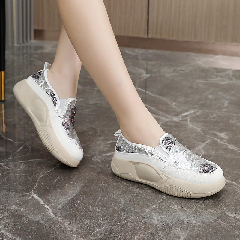 Damen modische Slip-On Sneakers mit glitzernden Blumenmotiven und bequemem Komfort Heidi Mode - Image 4