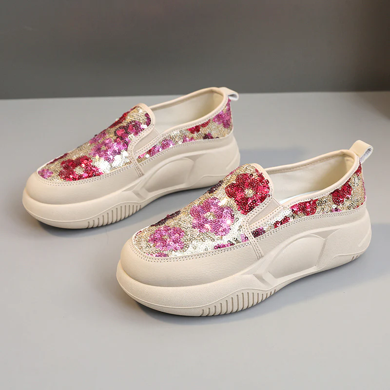 Damen modische Slip-On Sneakers mit glitzernden Blumenmotiven und bequemem Komfort Heidi Mode - Image 8