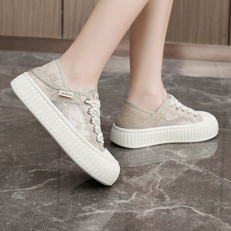 Damen modische Sneaker mit atmungsaktivem Obermaterial und elastischem Schnürsystem Heidi Mode - Image 3
