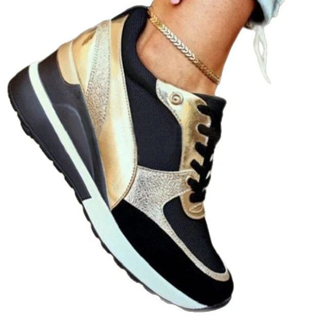 Damen Modische Sneaker mit Edlem Metallic-Detail und Sportlicher Sohle Heidi-Mode - Image 5