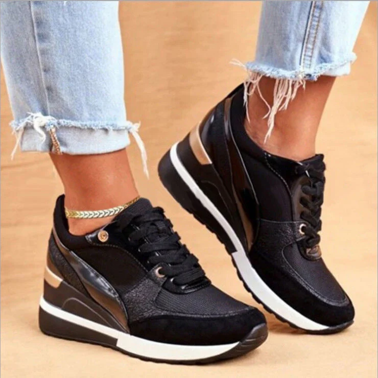 Damen Modische Sneaker mit Edlem Metallic-Detail und Sportlicher Sohle Heidi-Mode - Image 6