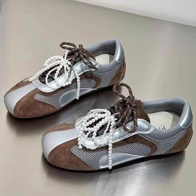 Damen modische Sneaker mit eleganten Perlenakzenten und atmungsaktivem Obermaterial Heidi Mode - Image 3