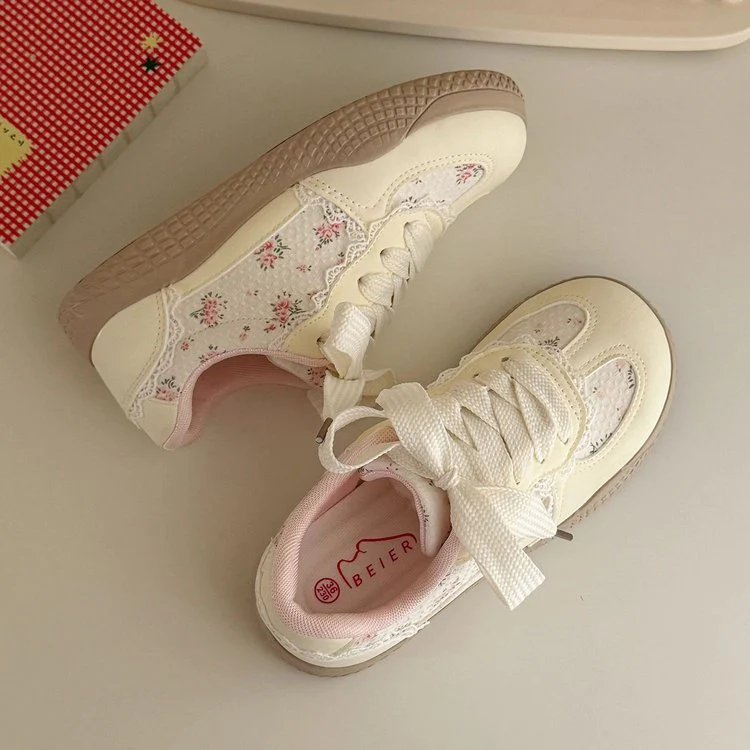 Damen Modische Sneaker mit floralen Akzenten und luxuriösem Spitzen-Design Heidi Mode - Image 2