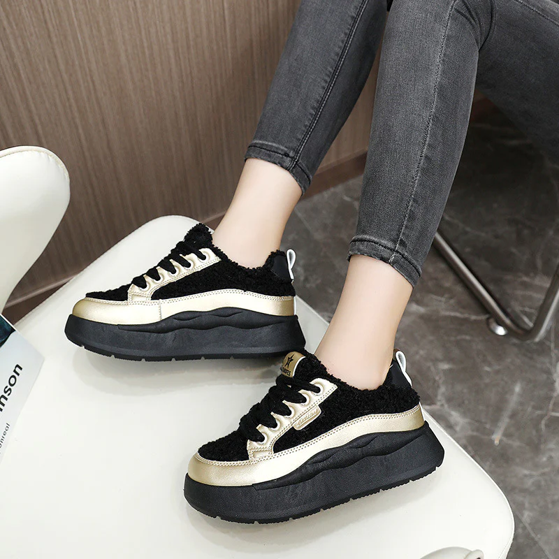 Damen modische Sneaker mit glänzenden Akzenten und kuscheliger Stoffoberfläche Heidi Mode - Image 3