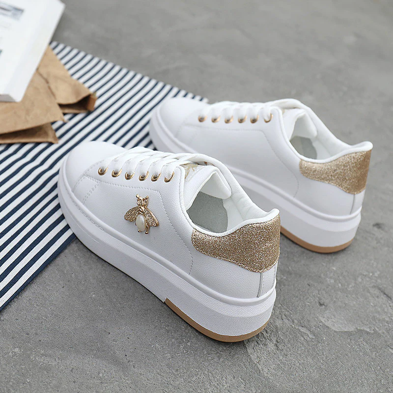 Damen modische Sneaker mit glitzerndem Akzent und Bienenanhänger Heidi Mode - Image 4