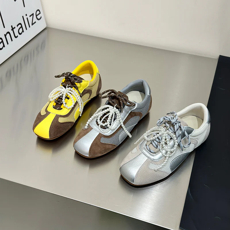 Damen modische Sneaker mit kunstvollen Perlen-Akzenten und atmungsaktiver Mesh-Oberfläche Heidi Mode - Image 4