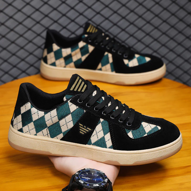 Damen Modische Sneaker mit Rautenmuster und rutschfester Sohle Heidi Mode